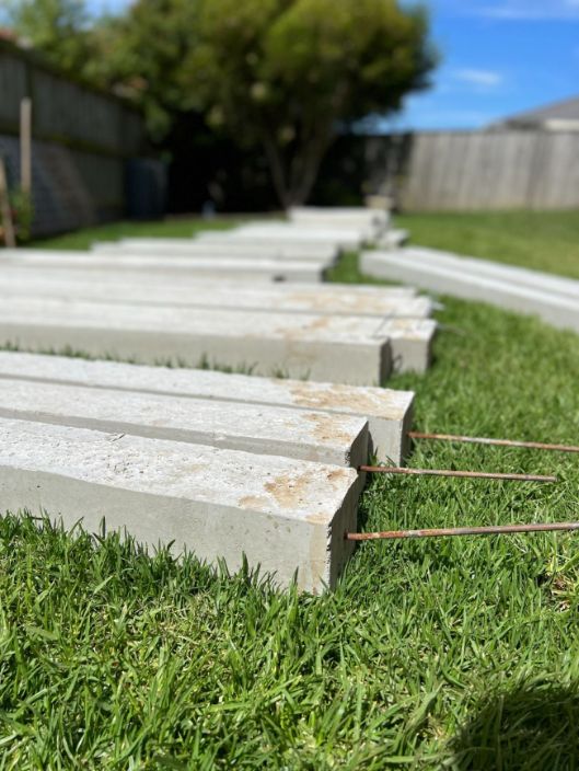 Melbourne Restumping Team new concrete blocks ready for restumping in Oakleigh